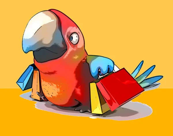 Fun cartoon parrot — Stock Photo, Image