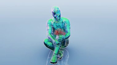 Ayakları çapraz oturan adam elinde çiçekler