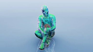 Diz ağrısı olan bir futbolcunun kavramsal üç boyutlu çizimi