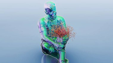 Diz ağrısı olan bir futbolcunun kavramsal üç boyutlu çizimi