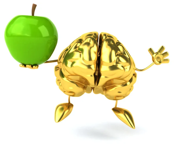 Fun cartoon golden brain — Stock Photo, Image
