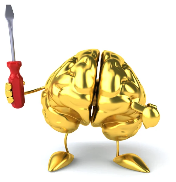 Diversión dibujos animados cerebro dorado — Foto de Stock