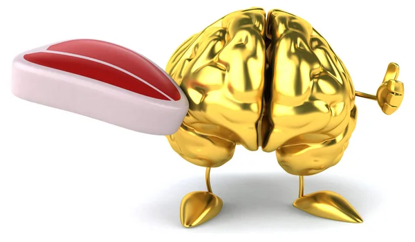 Diversão desenho animado cérebro dourado — Fotografia de Stock