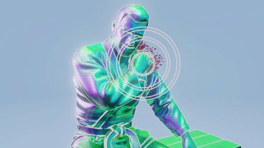 Omuz ağrısı olan bir karatekanın kavramsal 3 boyutlu çizimi