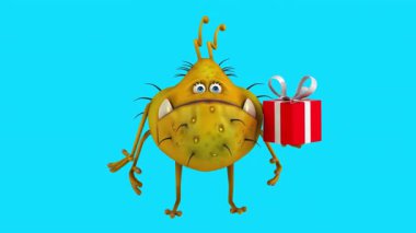 Eğlenceli 3D çizgi film mutlu bakteriler (alfa kanalı ile)