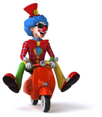 Scooter üzerinde eğlenceli palyaço