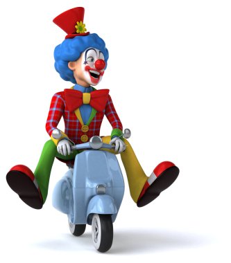 Scooter üzerinde eğlenceli palyaço