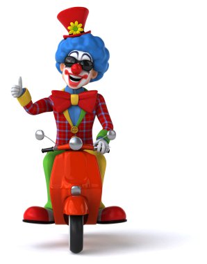 Scooter üzerinde eğlenceli palyaço
