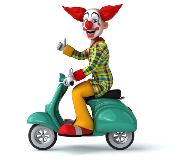 Веселий клоун на скутері — стокове фото