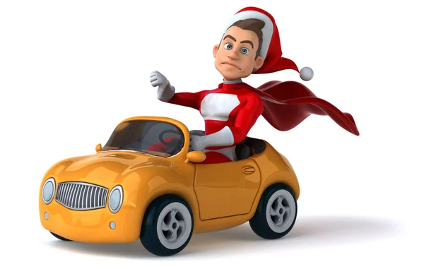Papai Noel engraçado no carro — Fotografia de Stock