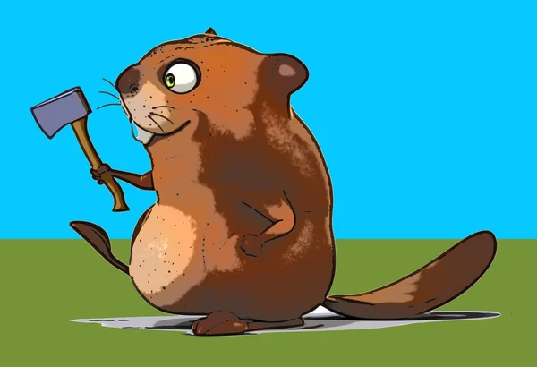 Leuke cartoon beaver — Stockfoto