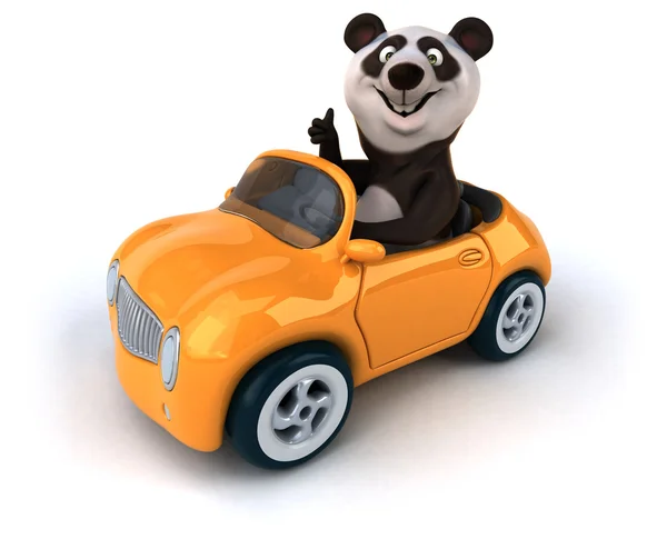Funny panda in car — Stock Photo, Image