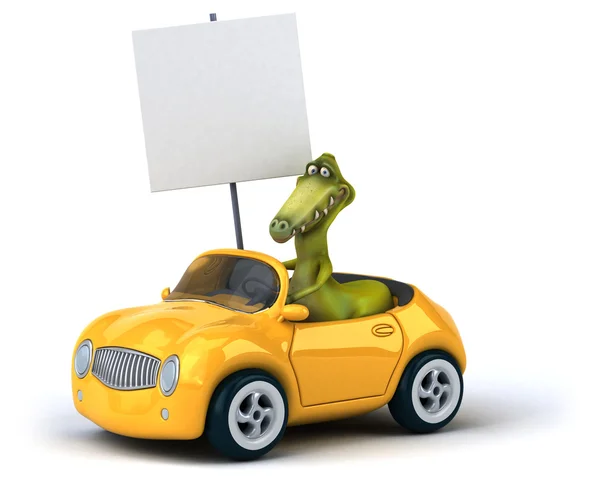 Vicces dinoszaurusz az autó — Stock Fotó