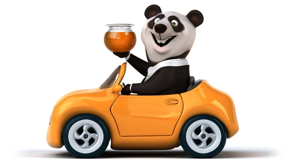 Смішна панда в машині — стокове фото