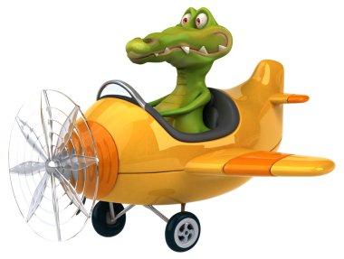 Uçak içinde komik timsah