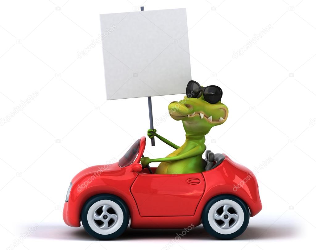 Funny crocodile in car — Stock Photo © julos 85821906