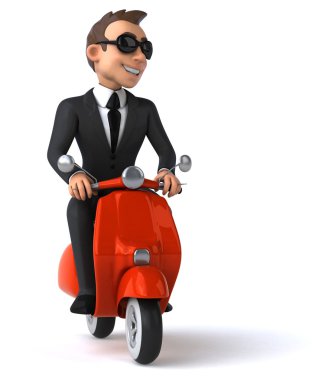 Fun businessman on scooter clipart