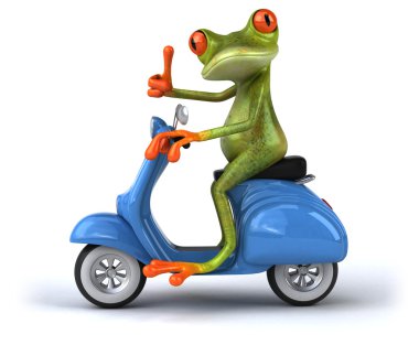 Motosiklet üzerinde komik kurbağa