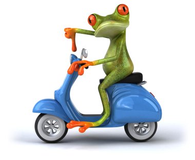 Scooter üzerinde eğlenceli kurbağa