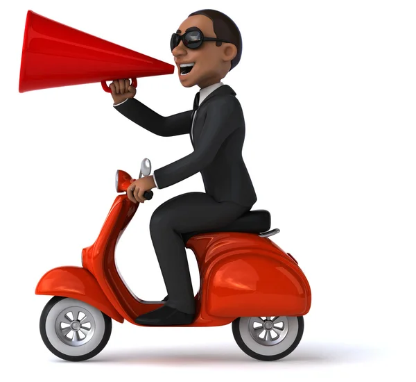 Fun businessman on scooter — Stock Photo, Image