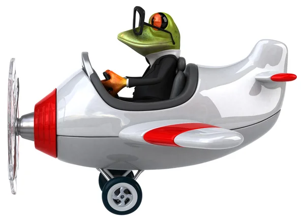 Funny frog in aeroplane — Stock Photo, Image