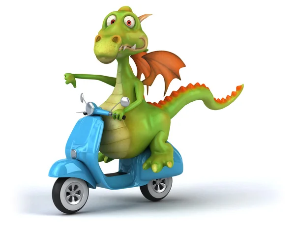 Fun dragon on scooter — Stock Photo, Image