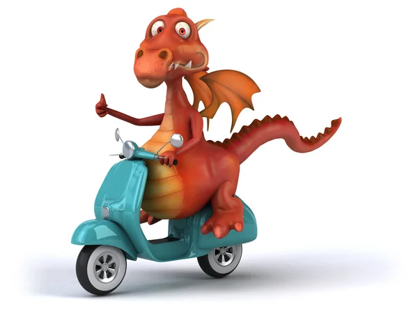 Fun dragon on scooter — Stock Photo, Image