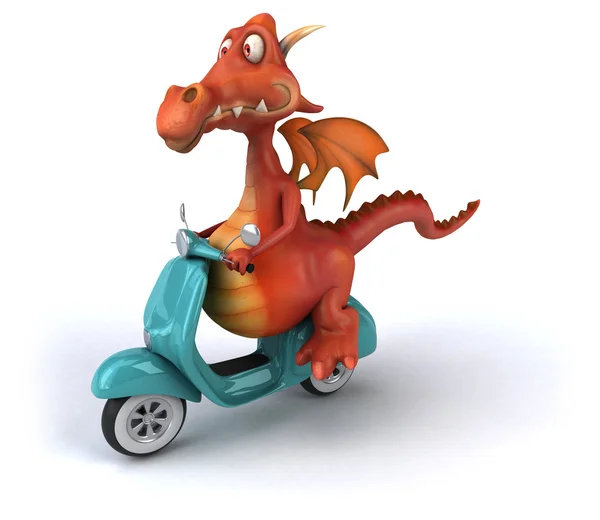 Dragão divertido em scooter — Fotografia de Stock