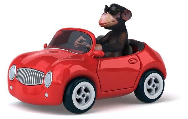 Macaco divertido no carro — Fotografia de Stock