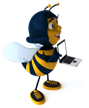 Dizüstü bilgisayar ile eğlenceli çizgi film arı