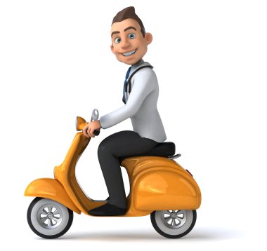 Fun doctor on scooter clipart