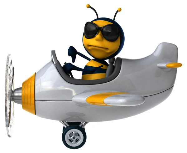Fun bee in airplane — Stock Photo, Image