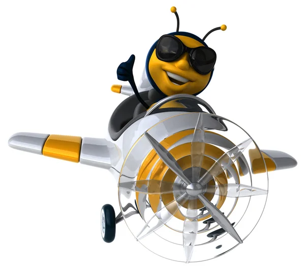 Fun bee in airplane — Stock Photo, Image