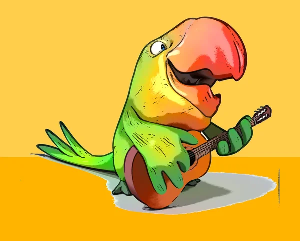 Papagaio de desenhos animados divertido — Fotografia de Stock