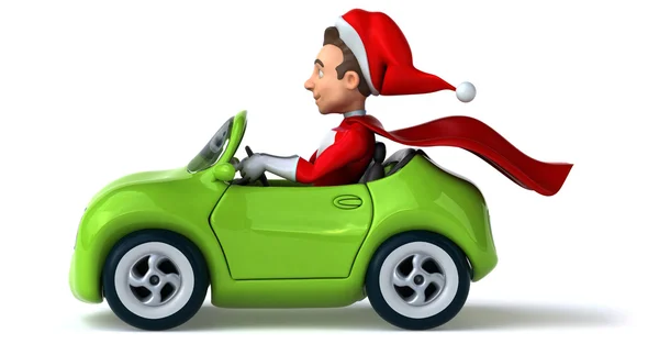 Άγιος Βασίλης κάθεται στο αυτοκίνητο — Φωτογραφία Αρχείου