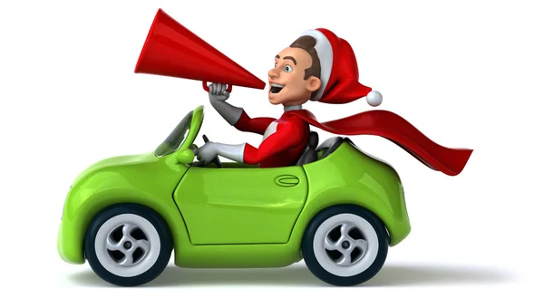 Santa claus zitten in auto — Stockfoto