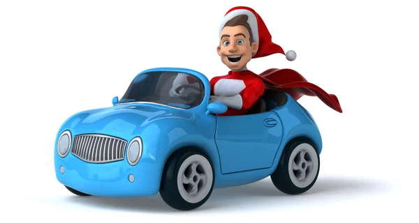 Santa claus zitten in auto — Stockfoto