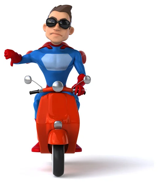 Leuk superheld op scooter — Stockfoto