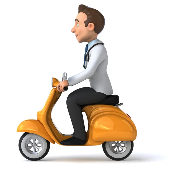 Médico divertido em scooter — Fotografia de Stock
