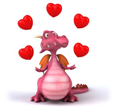 Eğlenceli karikatür pembe ejderha