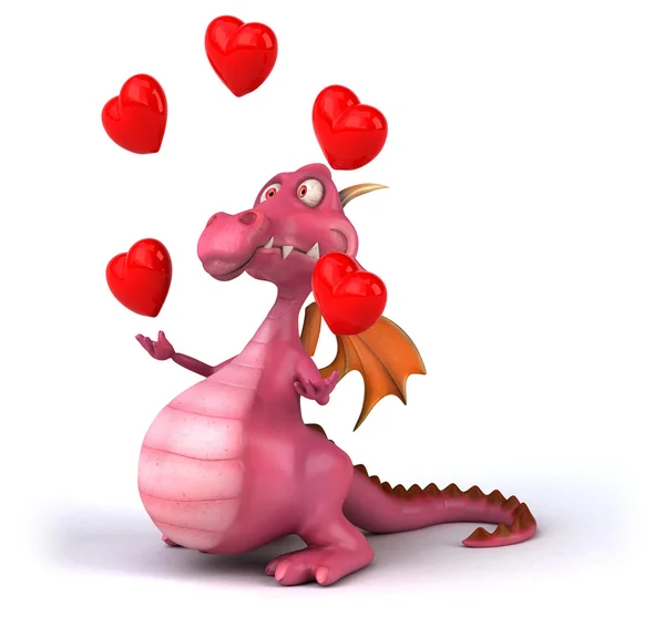 Diversão desenho animado dragão rosa — Fotografia de Stock