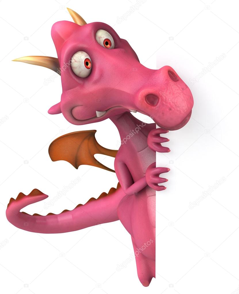 Fun cartoon pink dragon