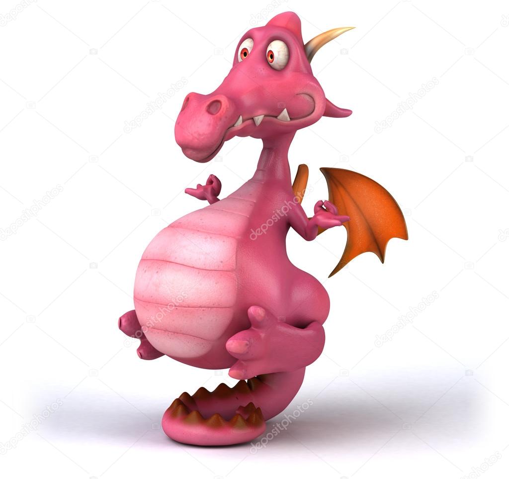 Fun cartoon pink dragon