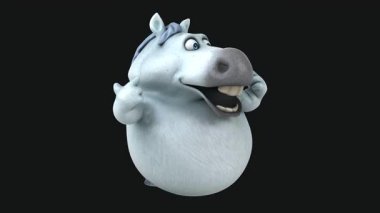 Animasyon hipopotam karakteri gülümsüyor ve hareket ediyor