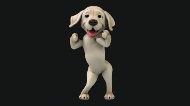 Animasyon mutlu köpek neşeyle dans ediyor