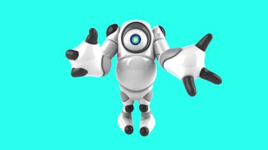 Uzamış kolları olan dost canlısı robot karakter.