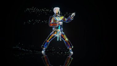 Parlayan figür dövüş sanatları hareketleri sergiliyor