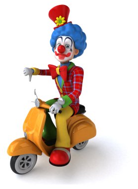 Scooter üzerinde eğlenceli palyaço