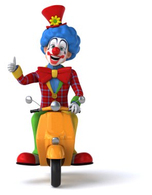 Scooter üzerinde eğlenceli palyaço