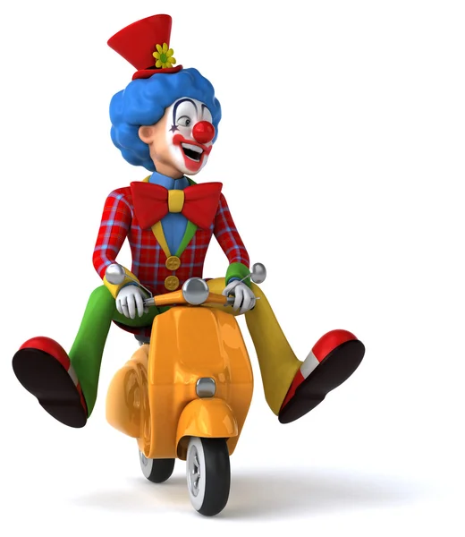 Fun clown on scooter — Stock Photo, Image
